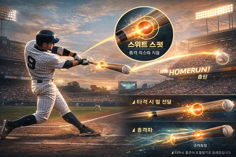 baseball home run science sweet spot 야구 홈런 타격 순간 스위트 스폿 과학 원리 홈런 생성 과정 이미지
