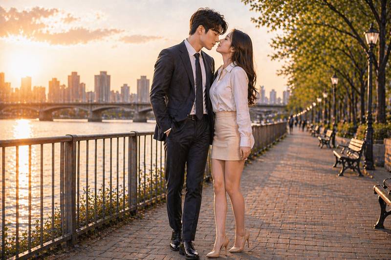 연인이 서로 가까이 다가서며 감정이 드러나는 순간