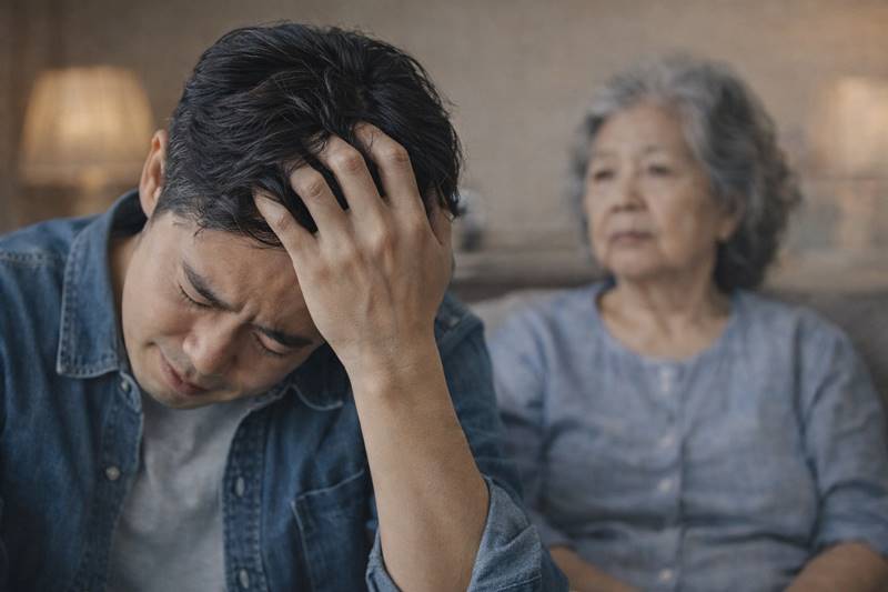치매 가족 스트레스 반복되는 질문 속에서 지쳐가는 보호자