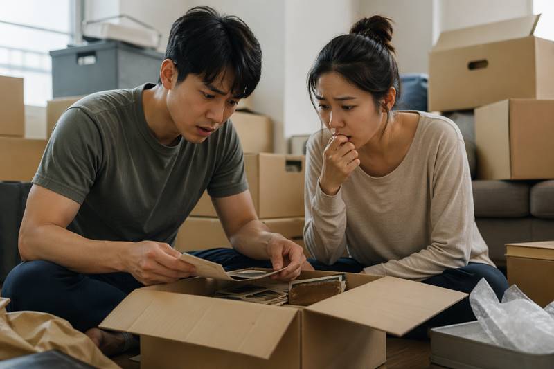 이사 중 상자에서 숨겨진 과거를 발견하고 놀란 부부