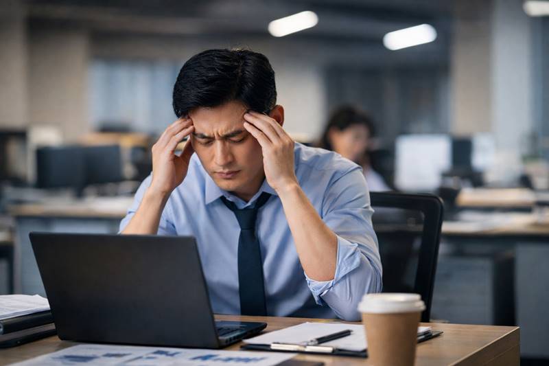 사소한 말에 상처받는 이유 직장 스트레스 상황 사소한 말에 상처받은 직장인이 혼자 고민하는 모습