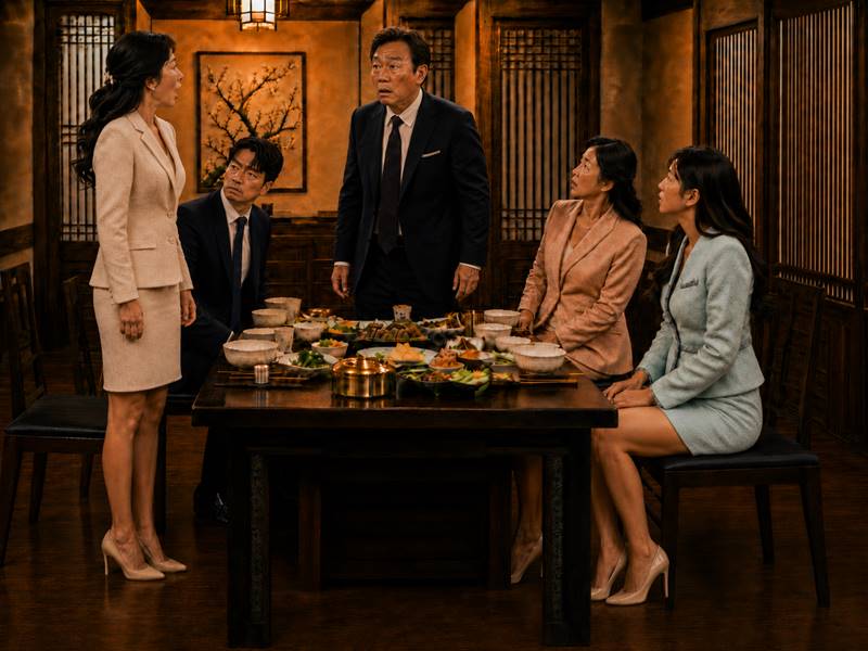 상견례 자리에서 예비 장인과 신랑 어머니가 서로를 알아보고 충격받은 장면